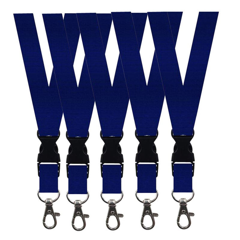 magpross 5 Pack Neck Safety Lanyards Detachable Buckle Enhanced Model Hook Breakaway Strap Quick Release Lanyard for ID Badge Holders,Key,Women Men Cell Phones USB Whistles - Dark Blue - Image 1